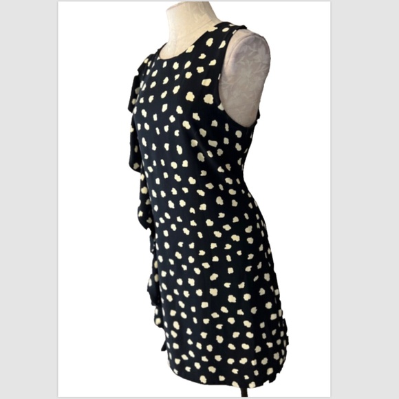 Julie Brown Dress 10 Black Ivory Stretch Career Church Washable - Picture 3 of 11